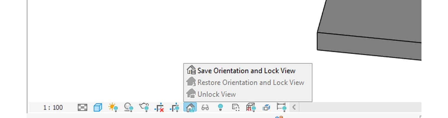 The lock menu with Save Orientation and Lock View, Restore Orientation and Lock View, and Unlock View