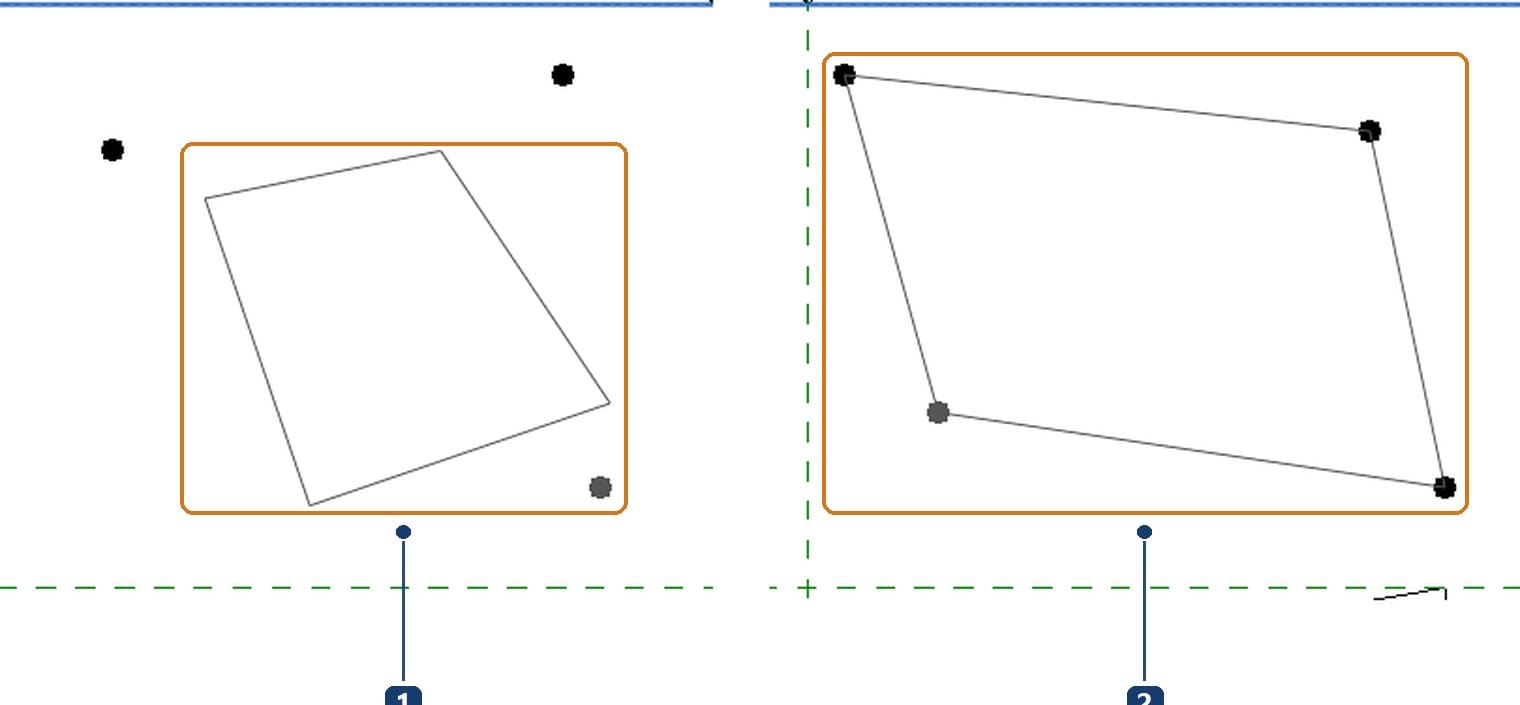 1 panel drawn without 3D Snapping keeps its size and ignores the clicked points. 2 panel drawn with 3D Snapping follows the points