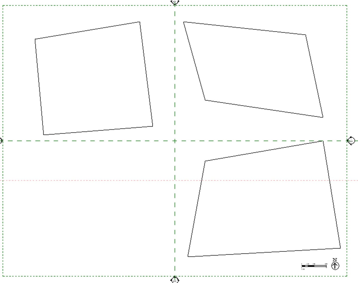 Three adaptive panels from one family, each shaped by the 4 points clicked when placing