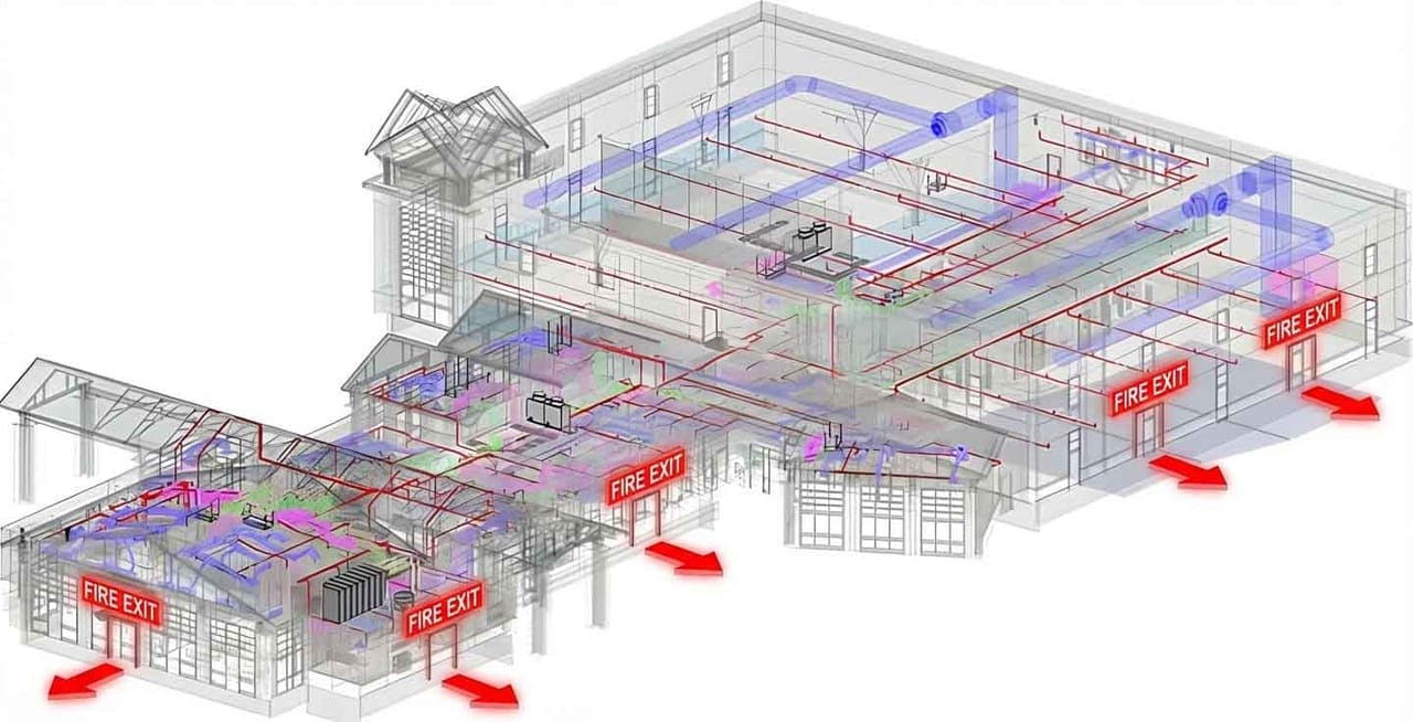 Mô hình PCCC trong Revit MEP: hệ thống, thiết bị và kết nối là phần không có ở nhánh Architecture hay Structure