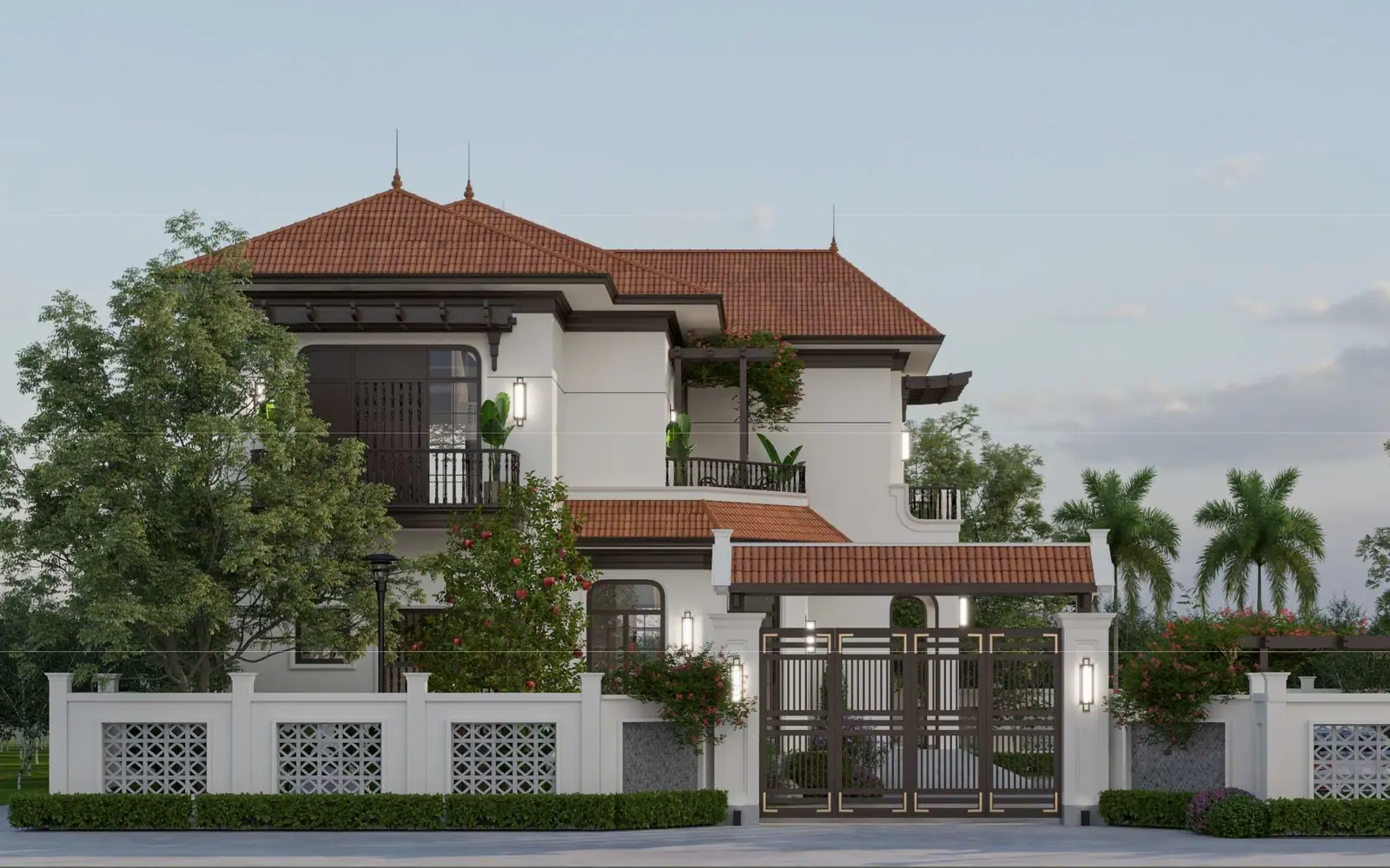 Hình minh họa trong bài giảng: phối cảnh một công trình nhà ở thấp tầng