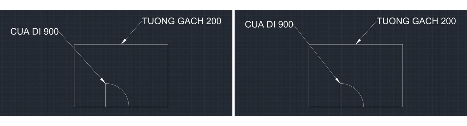 Trước và sau khi căn thẳng hàng chú thích