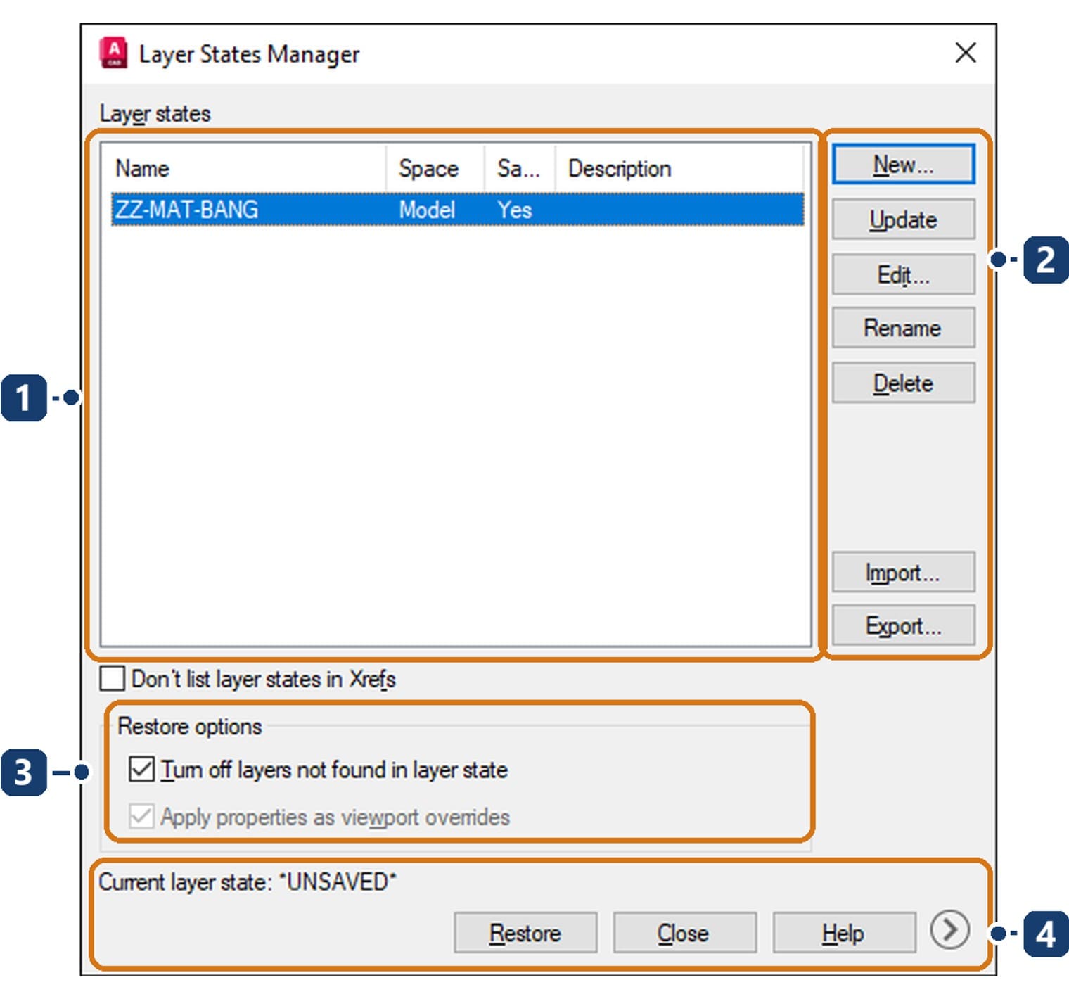 Hộp Layer States Manager