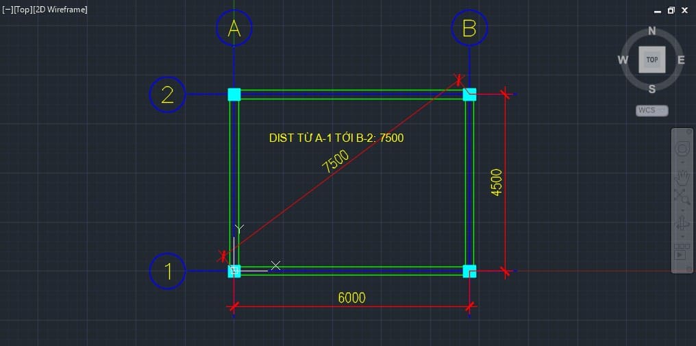 Đo khoảng cách giữa hai tim cột