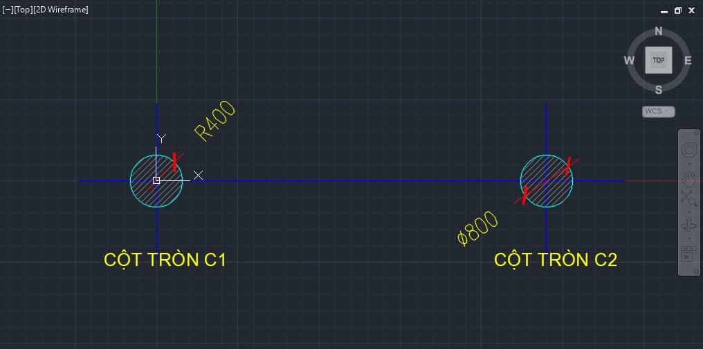 Radius and diameter of round columns