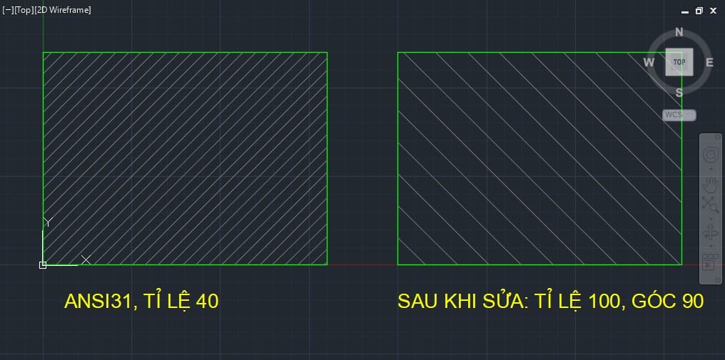 A hatch before and after editing