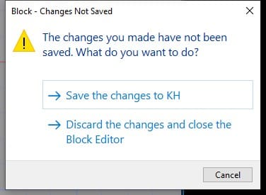 The Block - Changes Not Saved box