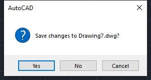The save prompt when closing a drawing