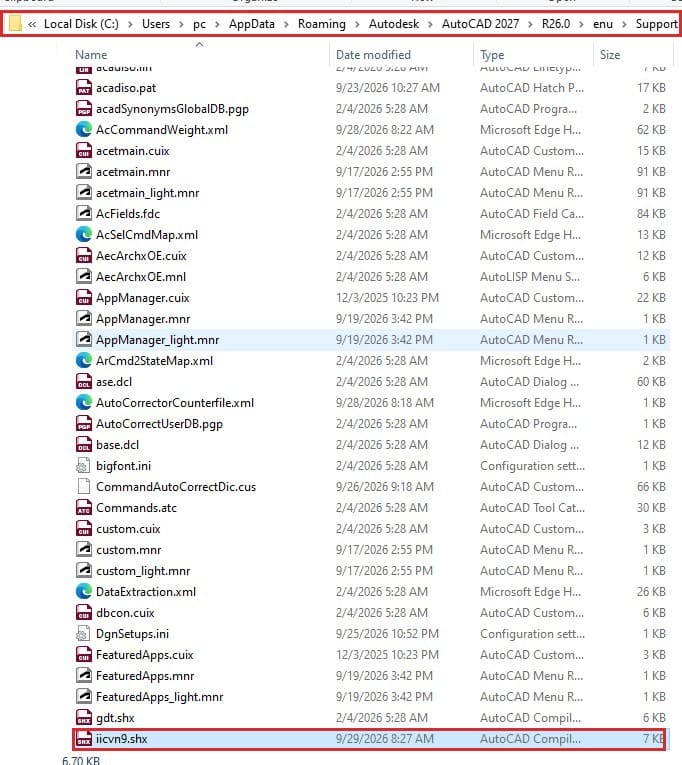 Copying an SHX font into the Support folder