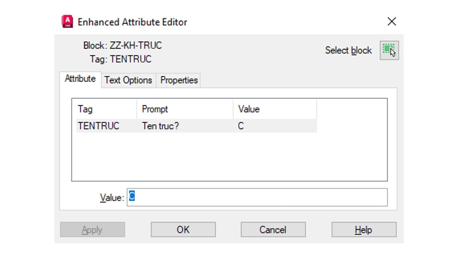 Hộp Enhanced Attribute Editor