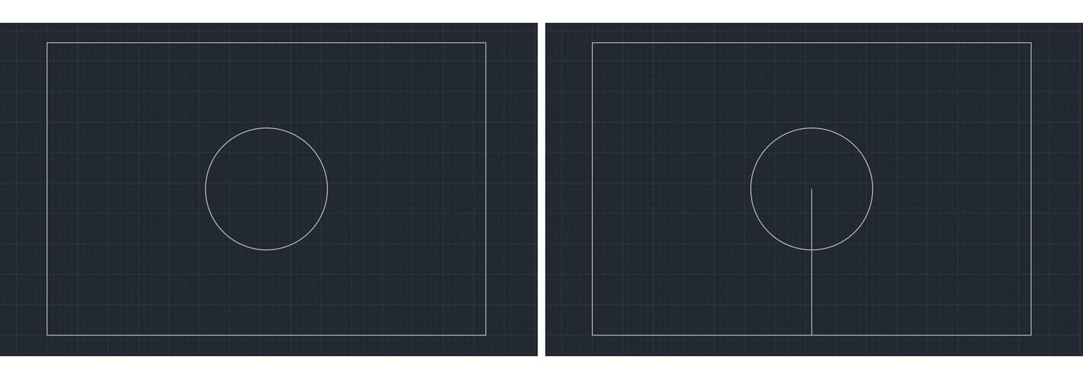 Before and after drawing the centreline with MID and CEN