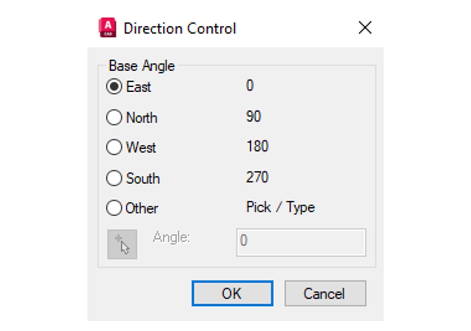 The Direction Control dialog