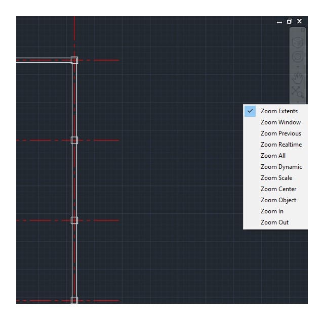 The Zoom menu on the navigation bar