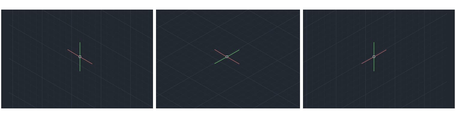 The crosshairs on the three planes