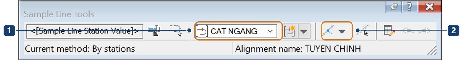 Sample Line Tools toolbar