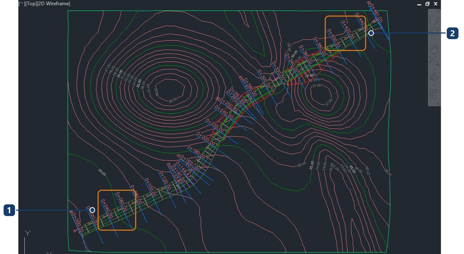 Sample lines on the plan