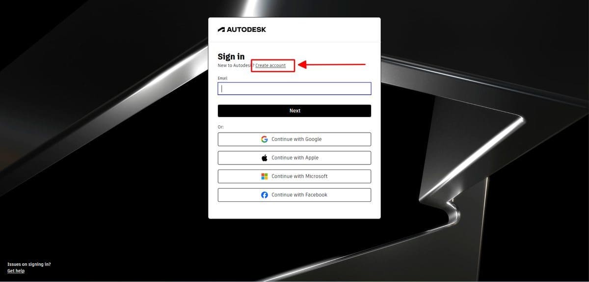 Trang Autodesk Education, nút Sign in nằm ở góc trên bên phải