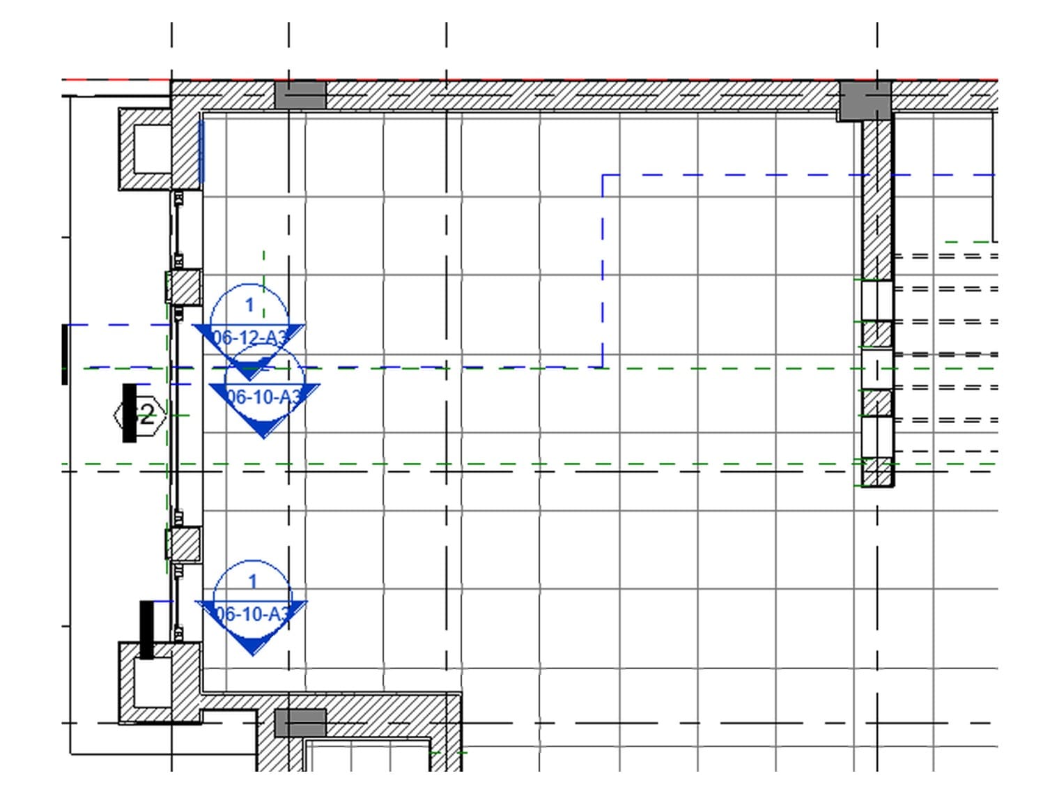 Layered walls in plan at Fine detail level