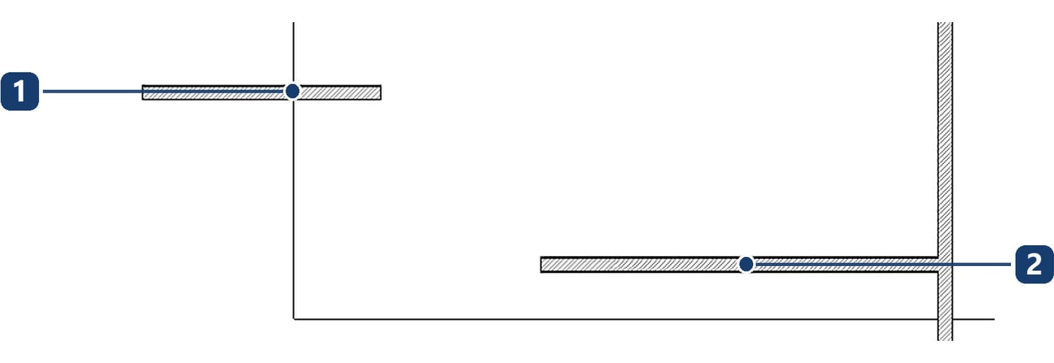 A separate wall and a joined wall