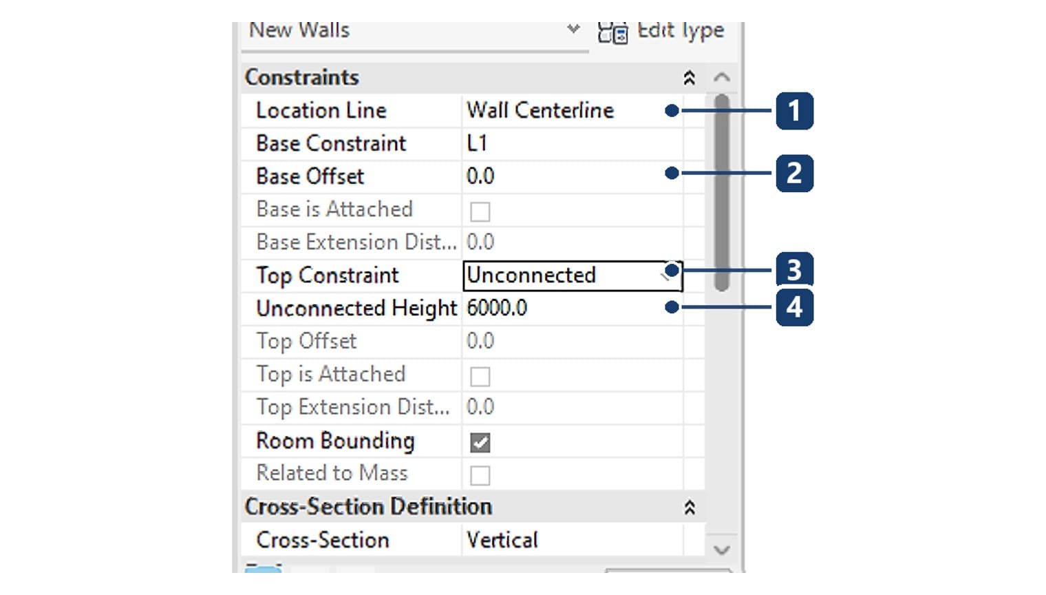 Properties palette while the Wall tool runs