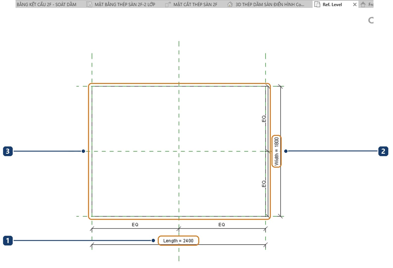 1 Length changed to 2400. 2 Width changed to 1800. 3 the pad follows the planes and stays centred