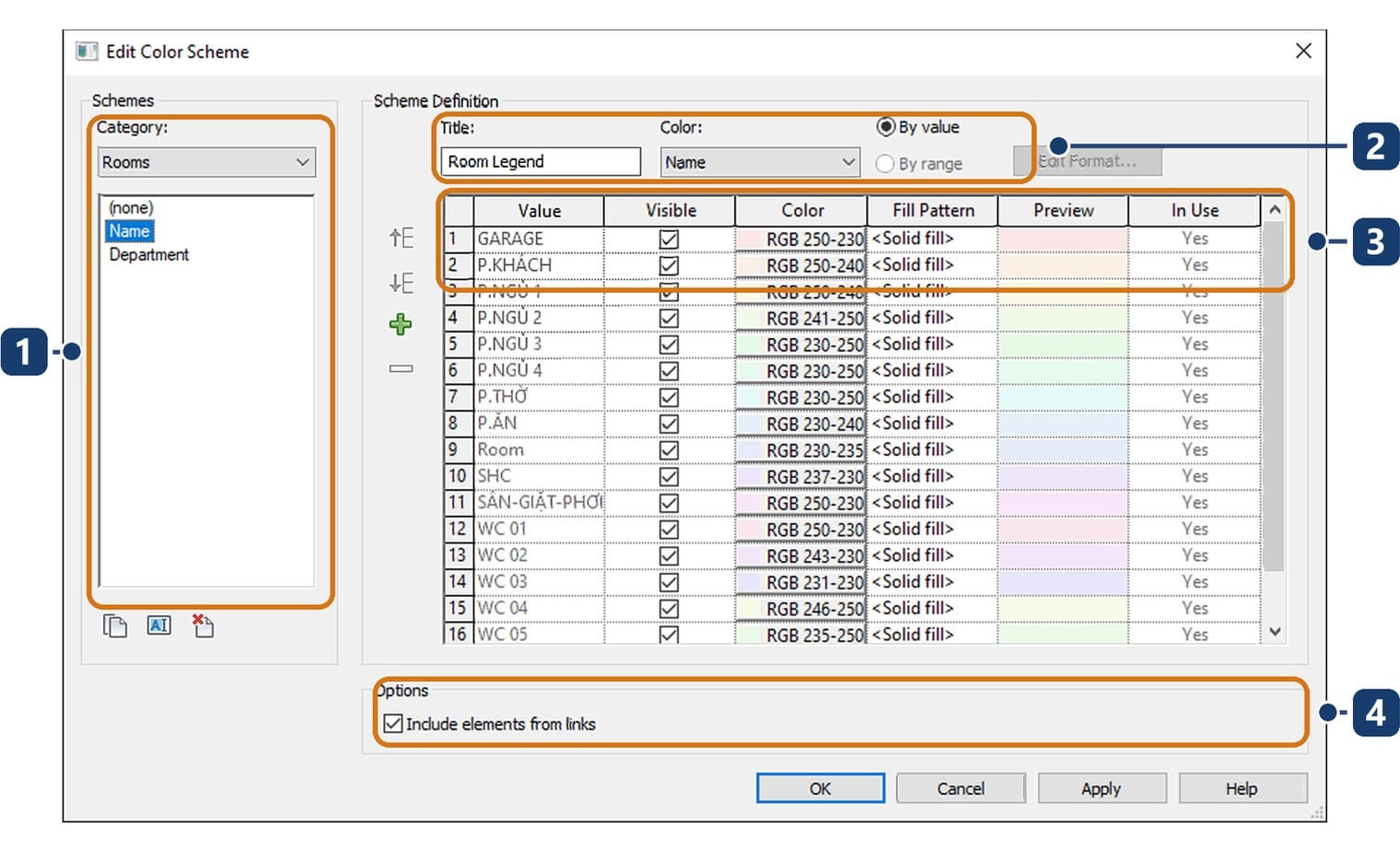 The Edit Color Scheme dialog