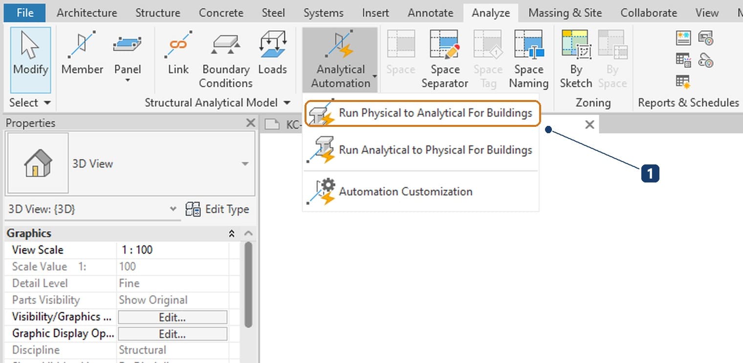 1 the Run Physical to Analytical For Buildings command