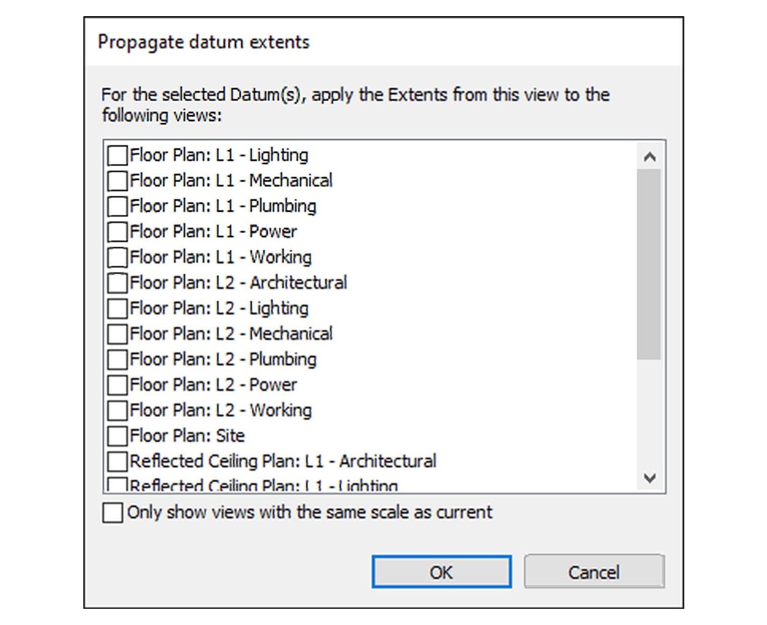 Hộp Propagate datum extents