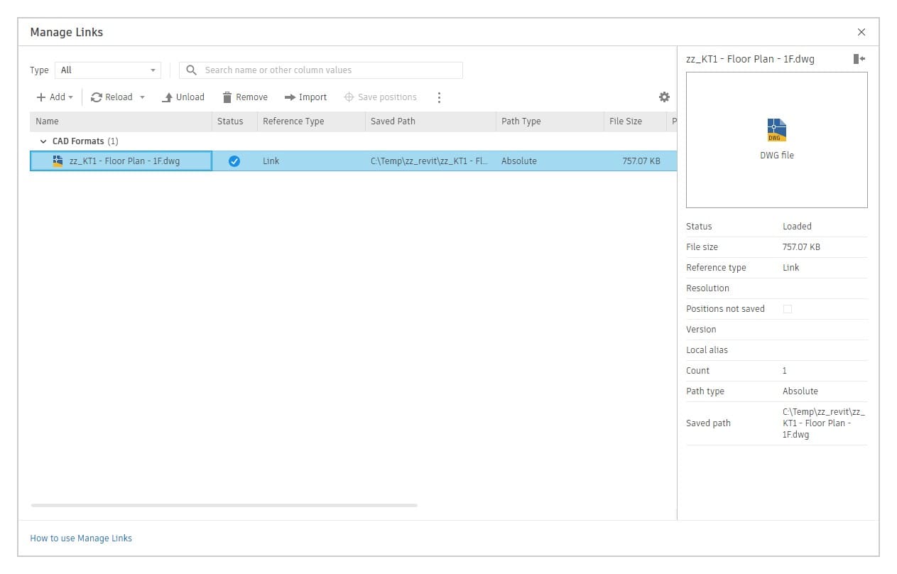 The Manage Links dialog