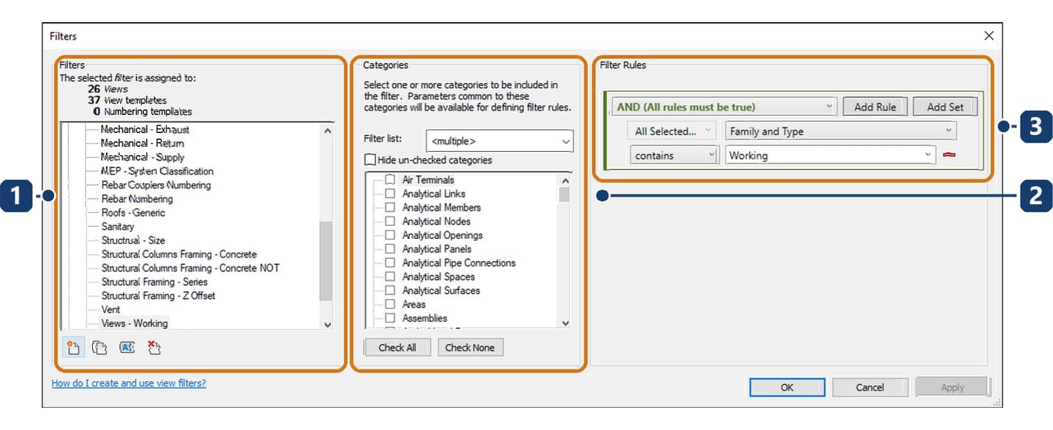 The Filters dialog