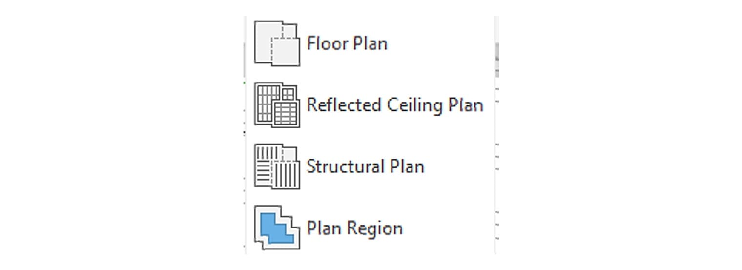 The four items in the Plan Views menu