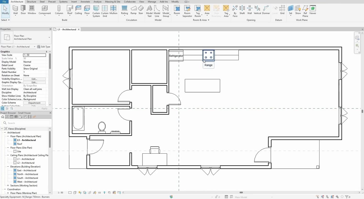 Một mặt bằng mở trong Revit, nơi mọi thiết lập đơn vị của dự án có hiệu lực