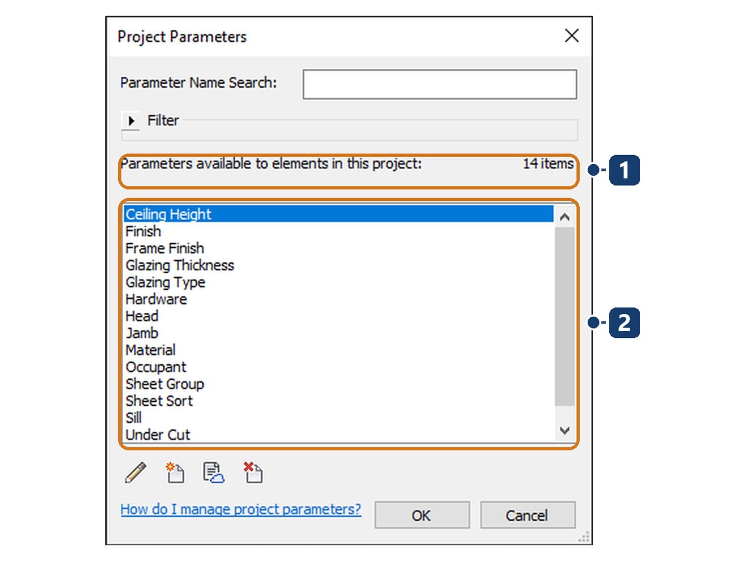Hộp Project Parameters