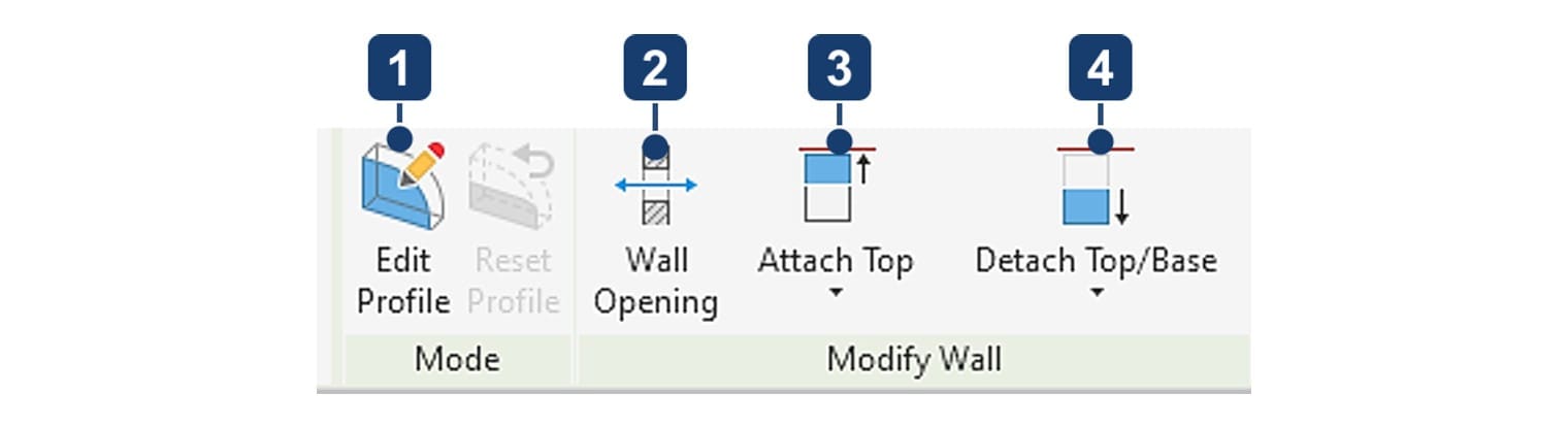 Ribbon Modify Walls khi đang chọn tường