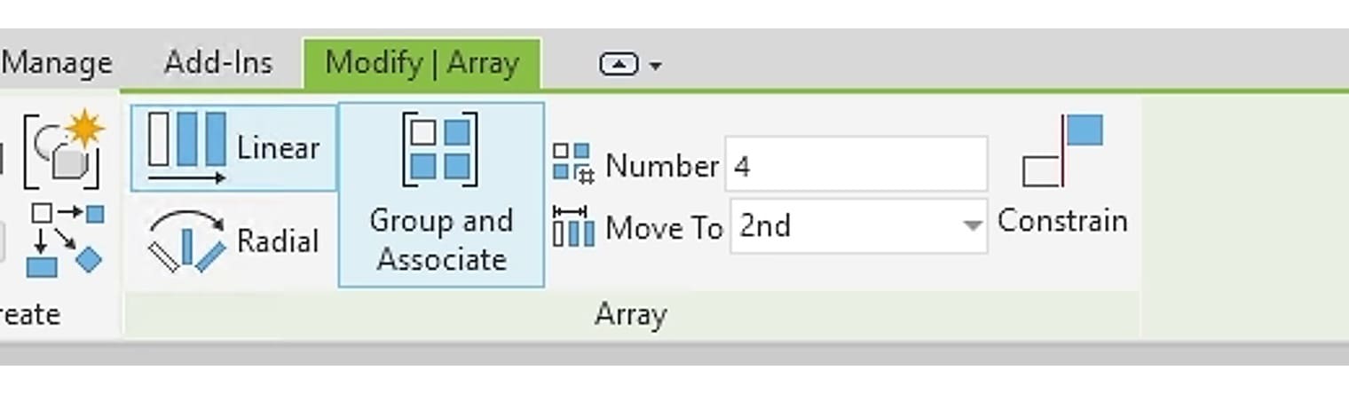 The options for the Array tool