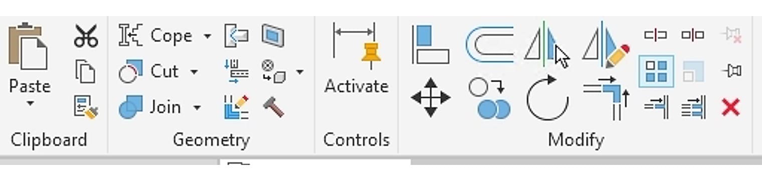 The panels on the Modify tab
