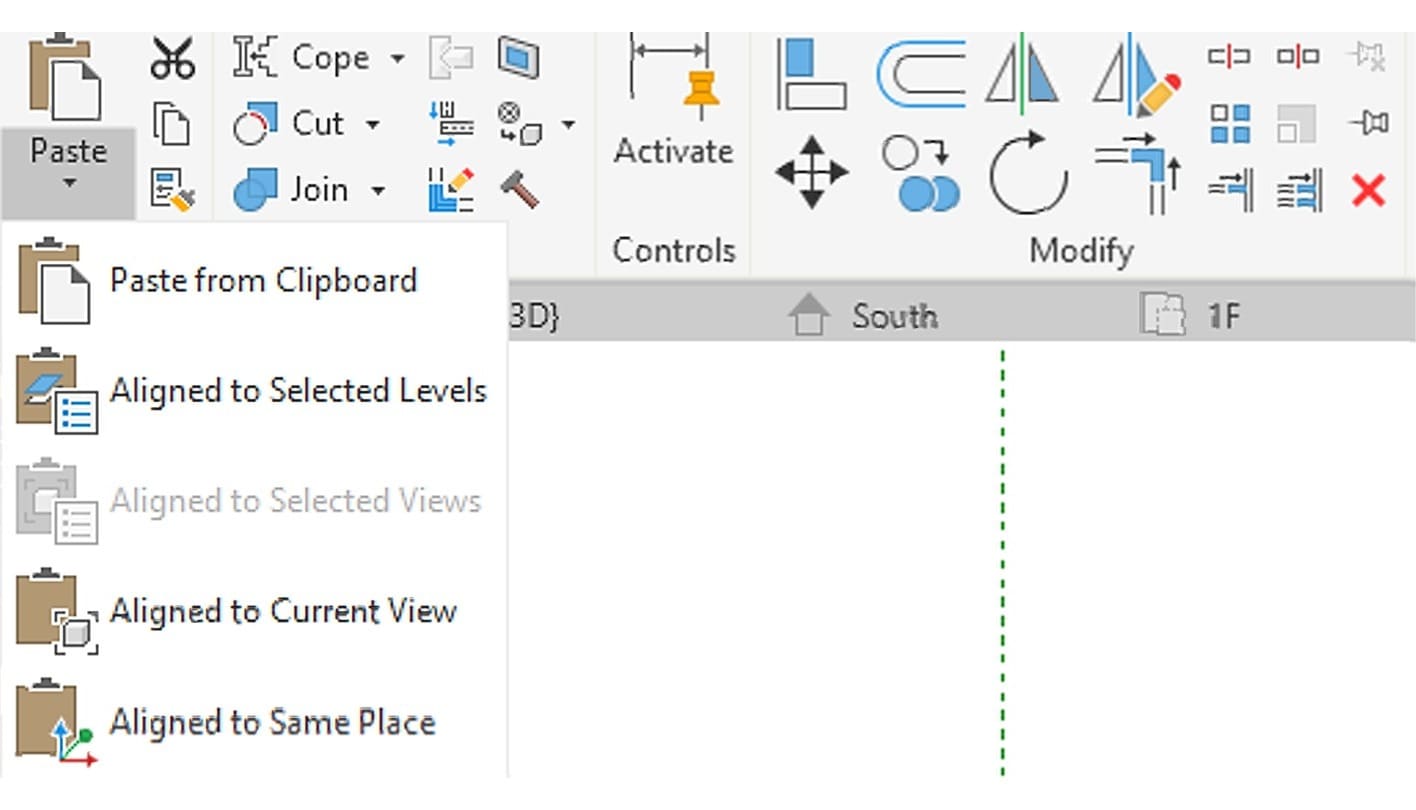 The Paste drop-down