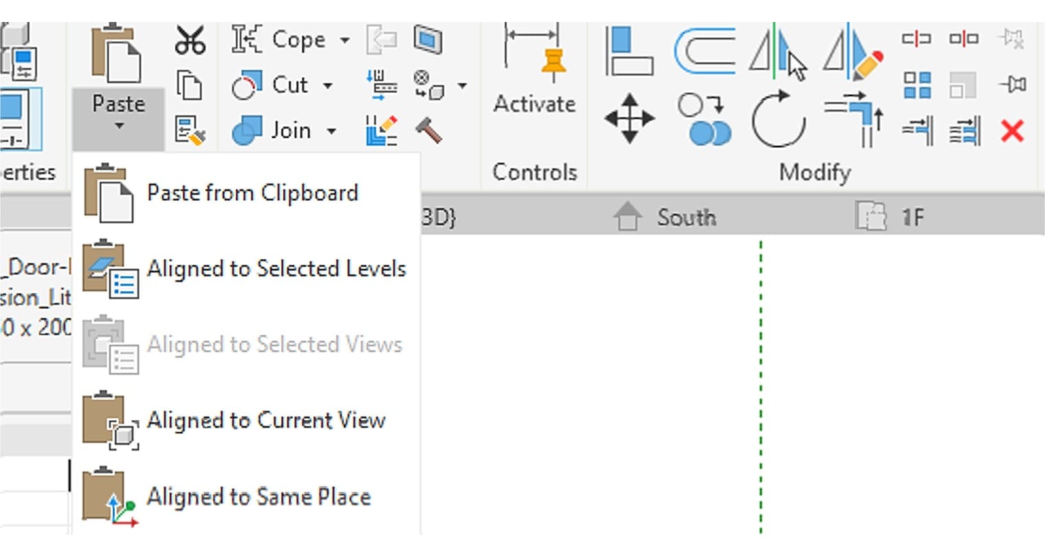 The Paste drop-down