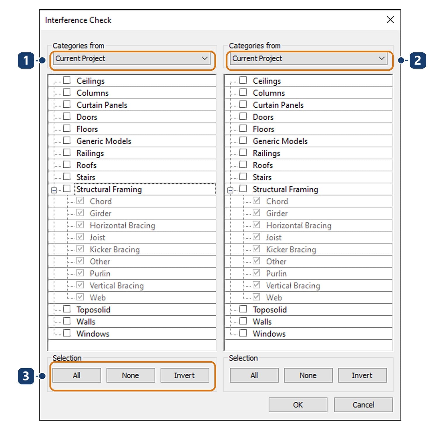 The Interference Check dialog