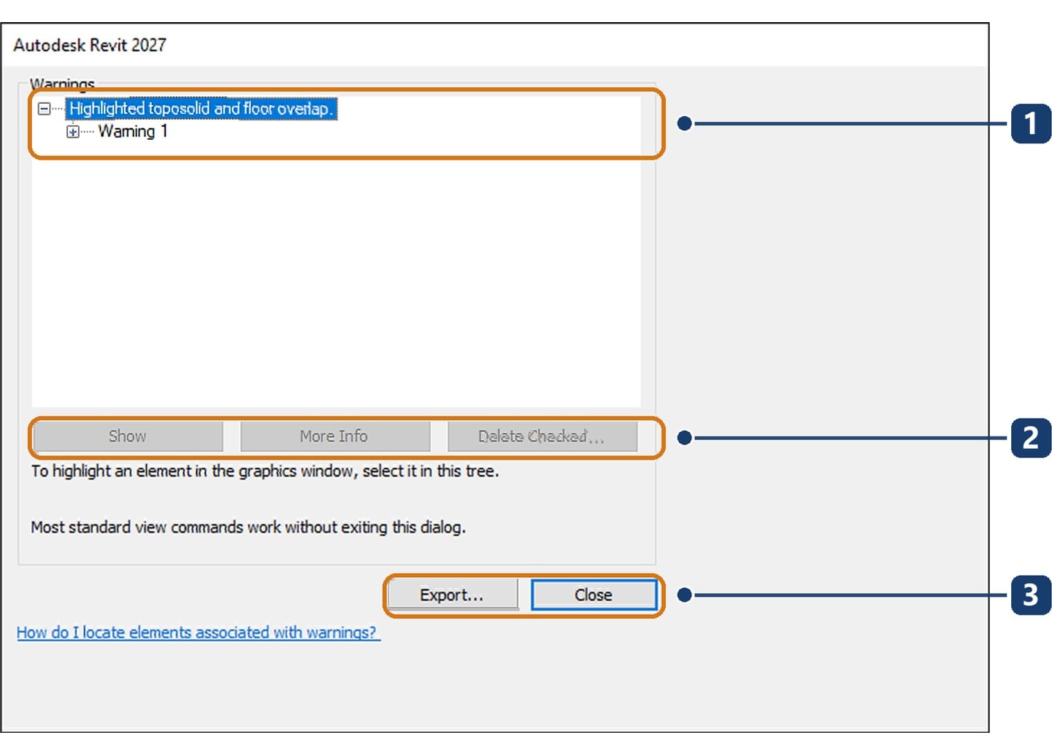 The warnings dialog