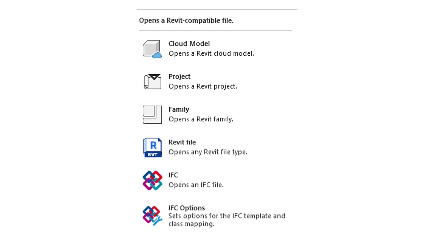 The File, Open menu
