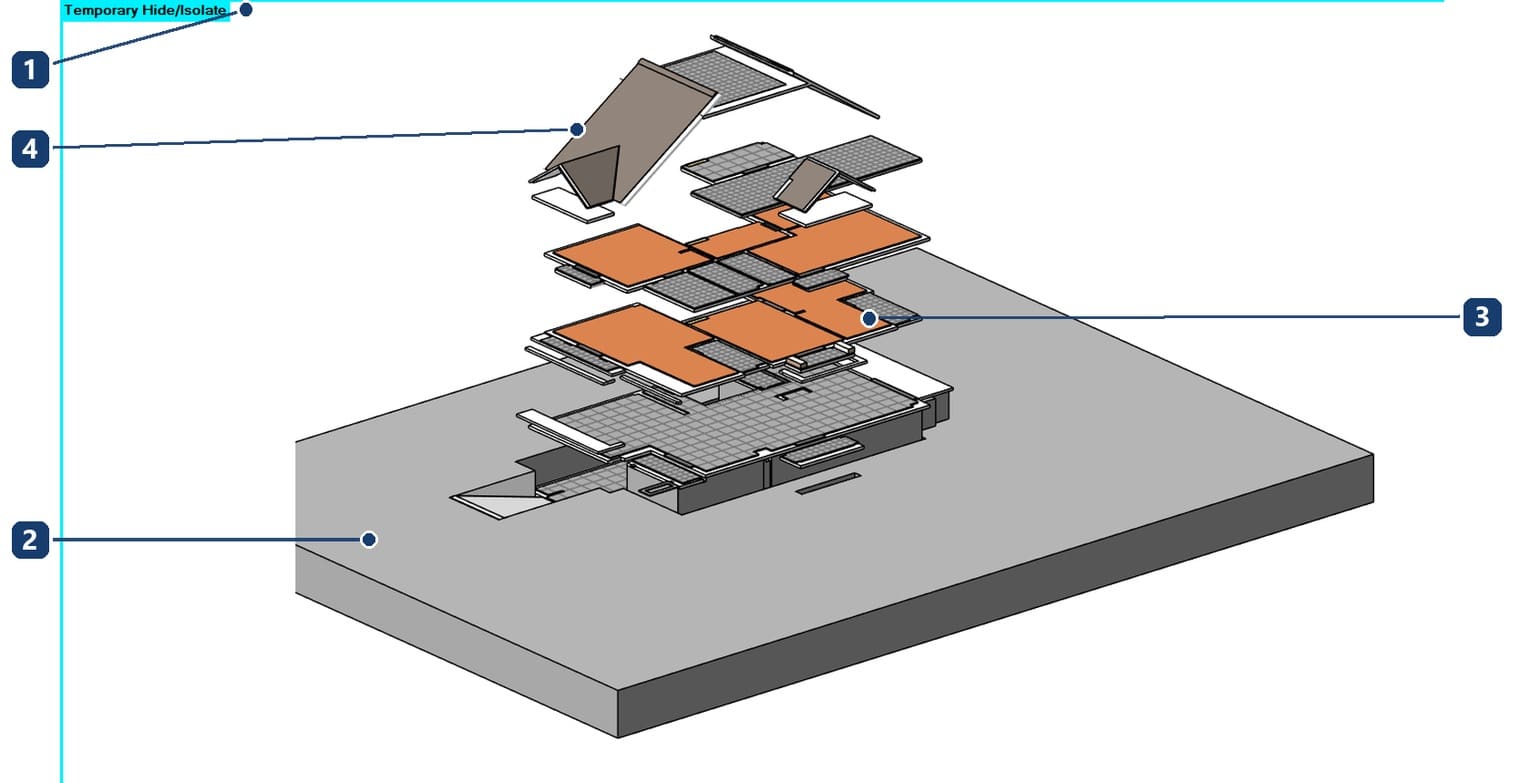 All floors isolated in a 3D view