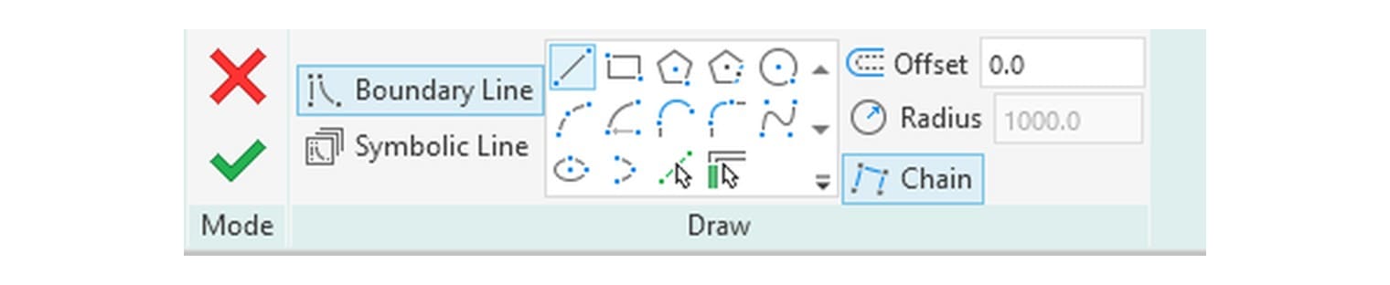 The ribbon while sketching a shaft