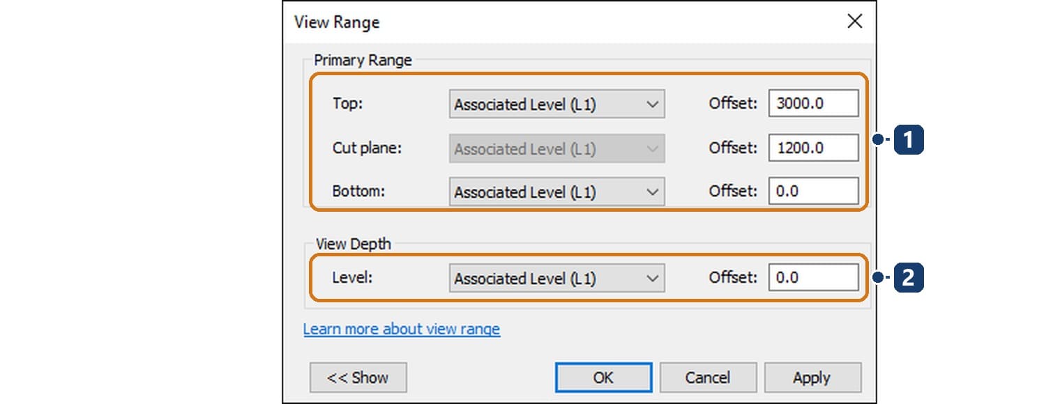 The View Range dialog
