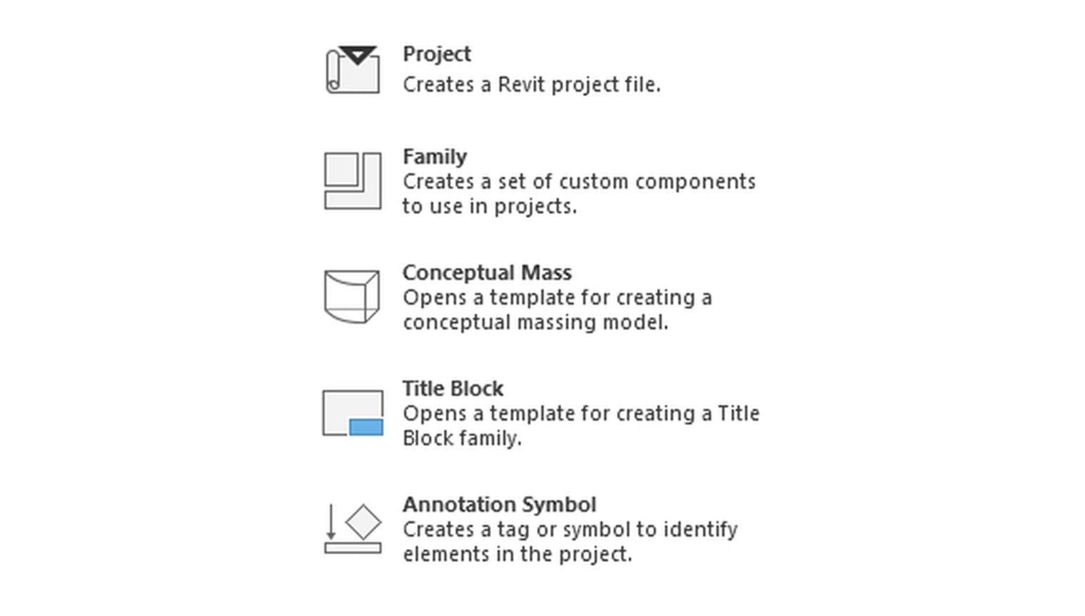The File New menu in Revit 2027
