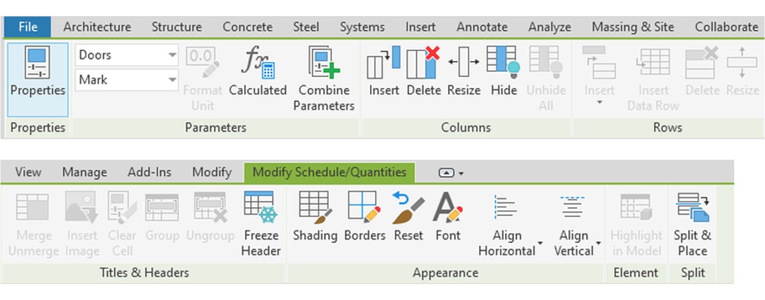 Tab Modify Schedule/Quantities