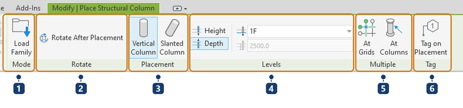 1 Mode. 2 Rotate. 3 Placement. 4 Levels. 5 Multiple. 6 Tag