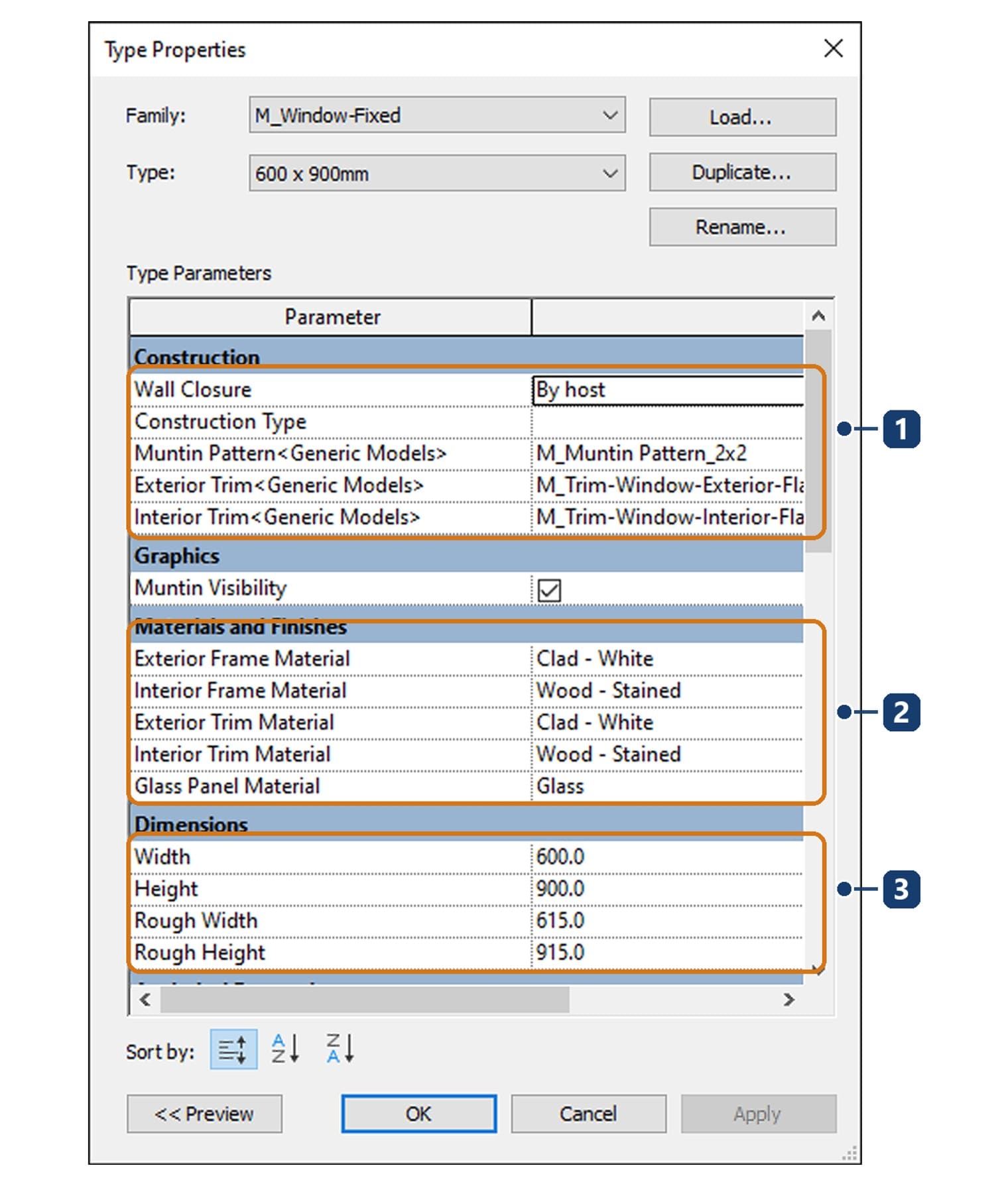 Type Properties of a window type