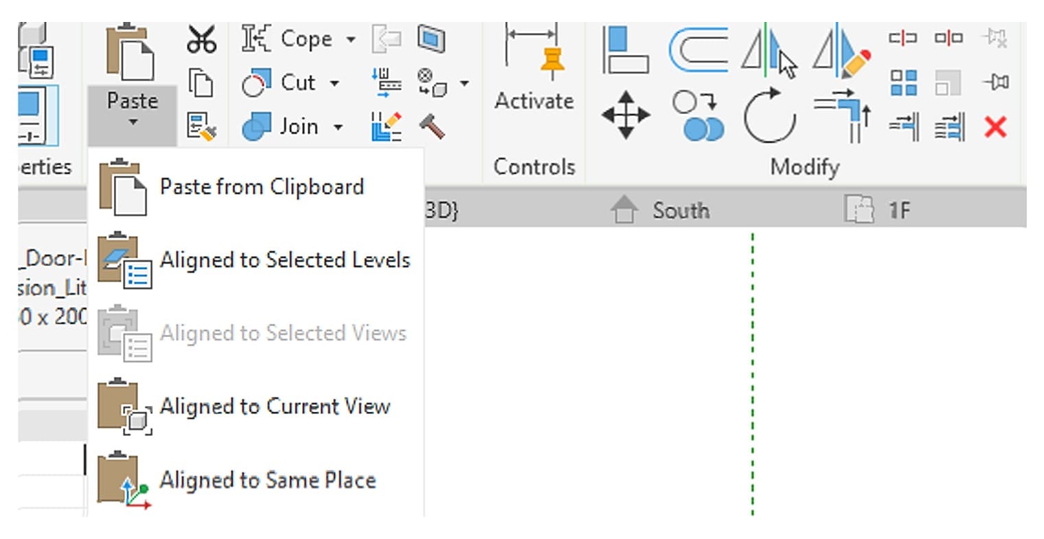 The Paste button menu