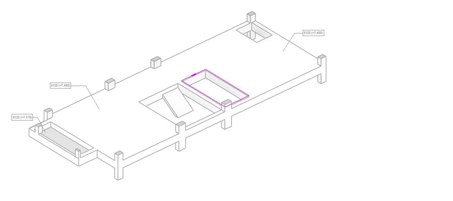 The boundary of an existing slab reopened for editing